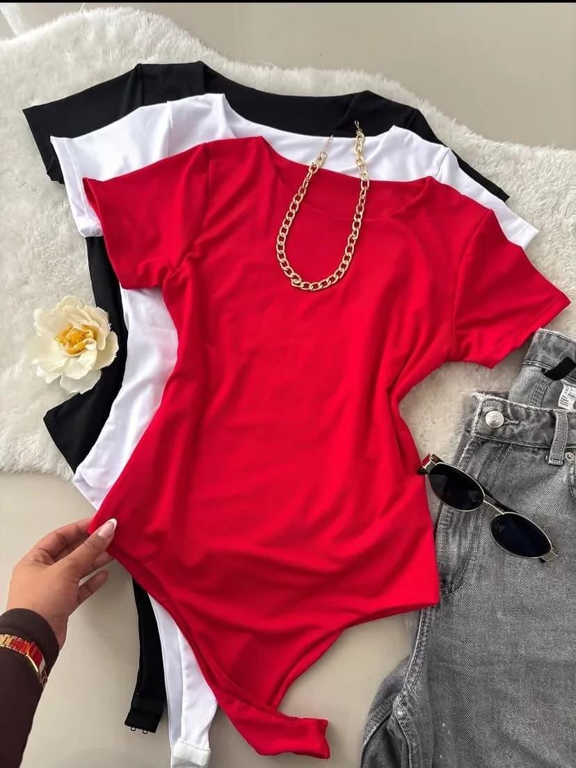 Pack de 3 Bodys en Rojo, Blanco, Black